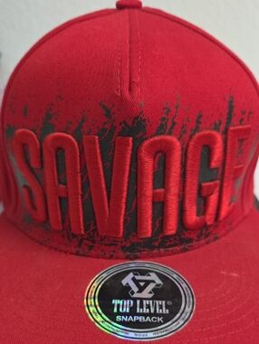 Top Level Red Savage Cotton  Snapback Ballcap